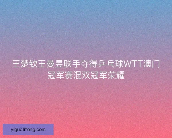 王楚钦王曼昱联手夺得乒乓球WTT澳门冠军赛混双冠军荣耀 王楚钦王曼昱联手夺得乒乓球WTT澳门冠军赛混双冠军荣耀