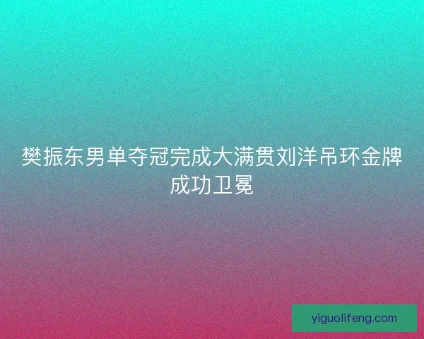 樊振东男单夺冠完成大满贯刘洋吊环金牌成功卫冕